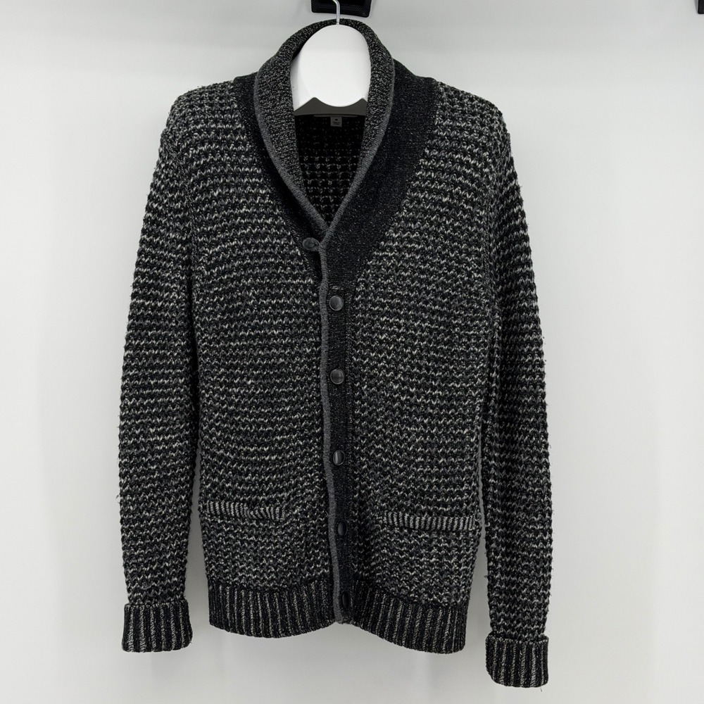 Rag & Bone Neiman Marcus Sweater Mens Medium Gray Cardigan Shawl Neck Wool Blend